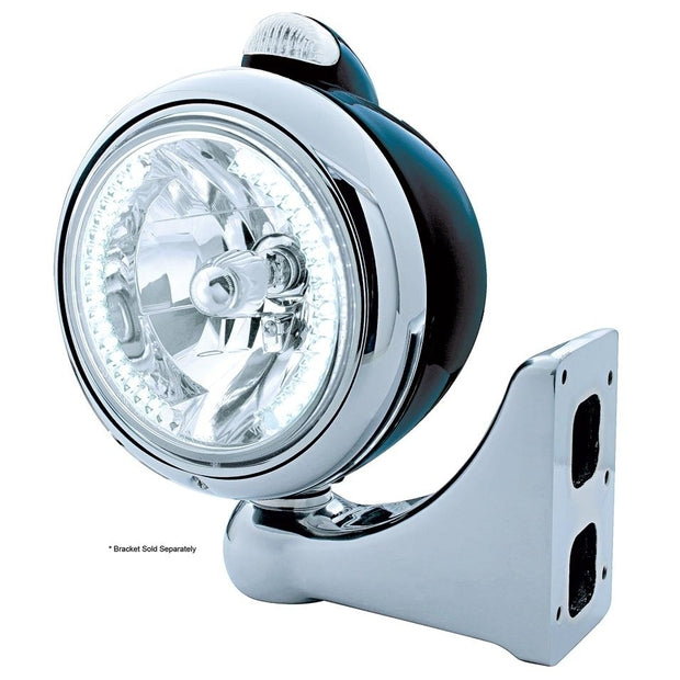 BLACK "GUIDE" HEADLIGHT W/ AMBER DUAL FUNCTION TOP MOUNT LIGHT - 34 AMBER LED CRYSTAL HALOGEN