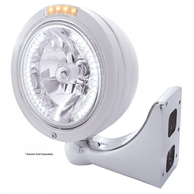 S.S. PB "BULLET" PB HEADLIGHT W/ AMBER DUAL FUNCTION SIGNAL LIGHT - 34 AMBER LED CRYSTAL HALOGEN