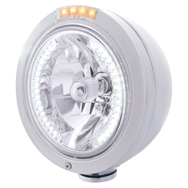 S.S. PB "BULLET" PB HEADLIGHT W/ AMBER DUAL FUNCTION SIGNAL LIGHT - 34 AMBER LED CRYSTAL HALOGEN