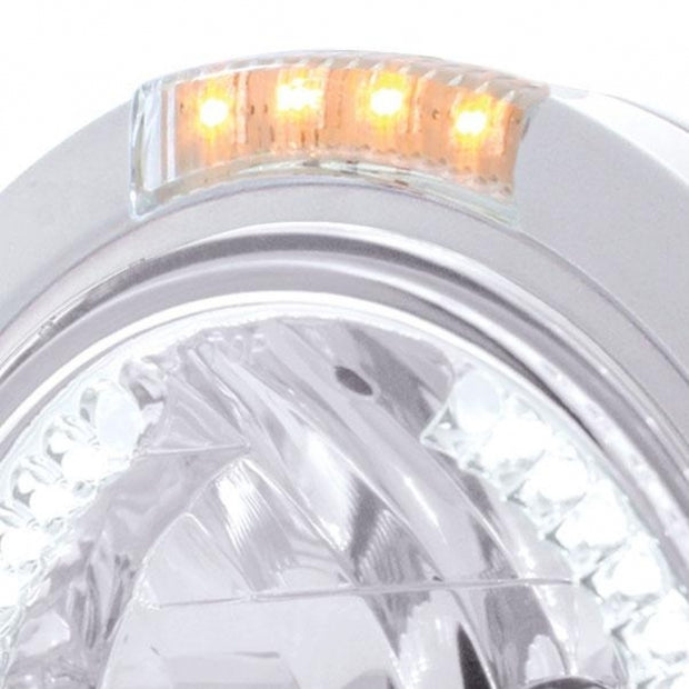 S.S. PB "BULLET" PB HEADLIGHT W/ AMBER DUAL FUNCTION SIGNAL LIGHT - 34 AMBER LED CRYSTAL HALOGEN