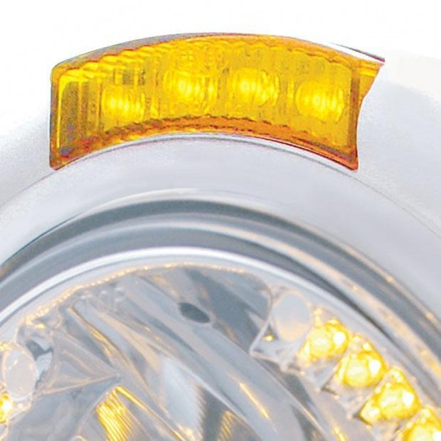 CHROME PB "CLASSIC" PB HEADLIGHT W/ AMBER DUAL FUNCTION SIGNAL LIGHT - 34 WHITE LED CRYSTAL HALOGEN