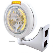 CHROME PB "CLASSIC" PB HEADLIGHT W/ AMBER DUAL FUNCTION SIGNAL LIGHT - 34 WHITE LED CRYSTAL HALOGEN