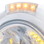 CHROME PB "CLASSIC" PB HEADLIGHT W/ AMBER DUAL FUNCTION SIGNAL LIGHT - 34 WHITE LED CRYSTAL HALOGEN