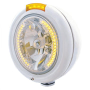 CHROME PB "CLASSIC" PB HEADLIGHT W/ AMBER DUAL FUNCTION SIGNAL LIGHT - 34 WHITE LED CRYSTAL HALOGEN