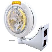 CHROME PB "CLASSIC" PB HEADLIGHT W/ AMBER DUAL FUNCTION SIGNAL LIGHT - 34 WHITE LED CRYSTAL HALOGEN