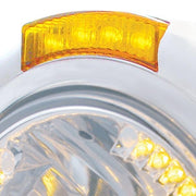 CHROME PB "CLASSIC" PB HEADLIGHT W/ AMBER DUAL FUNCTION SIGNAL LIGHT - 34 WHITE LED CRYSTAL HALOGEN