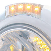 CHROME PB "CLASSIC" PB HEADLIGHT W/ AMBER DUAL FUNCTION SIGNAL LIGHT - 34 WHITE LED CRYSTAL HALOGEN