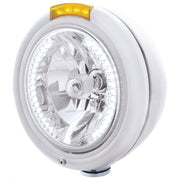 CHROME PB "CLASSIC" PB HEADLIGHT W/ AMBER DUAL FUNCTION SIGNAL LIGHT - 34 WHITE LED CRYSTAL HALOGEN