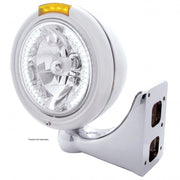 CHROME PB "CLASSIC" PB HEADLIGHT W/ AMBER DUAL FUNCTION SIGNAL LIGHT - 34 WHITE LED CRYSTAL HALOGEN