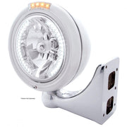 CHROME PB "CLASSIC" PB HEADLIGHT W/ AMBER DUAL FUNCTION SIGNAL LIGHT - 34 WHITE LED CRYSTAL HALOGEN