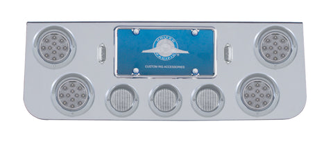 CR Rear Center Panel w/4X LED 4" Refl. Lights & 3X LED 2-1/2" Lights & Visors -Red LED/Clear Lens