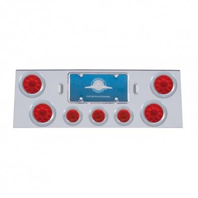 SS Rear Center Panel w/4X 10 LED 4" Lights & 3X 13 LED 2-1/2" Lights & Bezel -Red LED & Lens