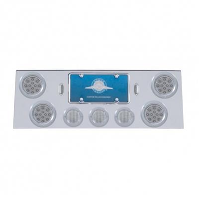 SS Rear Center Panel w/4X 12 LED 4" Refl. Light & 3X 13 LED 2-1/2" Light & Bezel -Red LED/Clear Lens