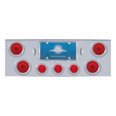 CR Rear Center Panel w/4X 10 LED 4" Lights & 3X 13 LED 2-1/2" Beehive Lights & Bezel -Red LED & Lens