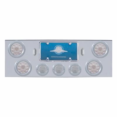 CR Rear Center Panel w/4X 10 LED 4" Lights & 3X 13 LED 2-1/2" Lights & Bezel -Red LED/Clear Lens