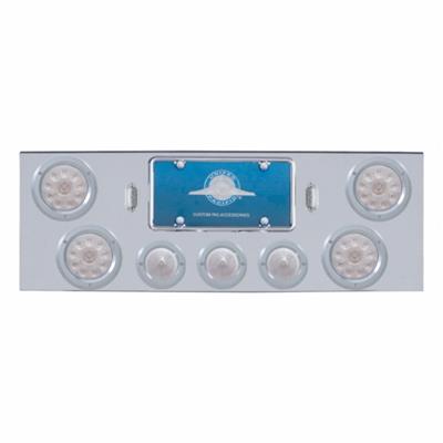 CR Rear Center Panel w/4X LED 4" Lights & 3X LED 2-1/2" Beehive Lights & Bezel -Red LED/Clear Lens