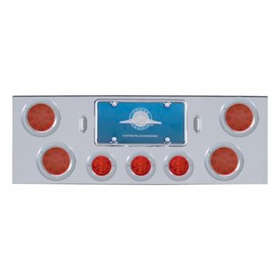 CR Rear Center Panel w/4X 12 LED 4" Refl. Lights & 3X 13 LED 2-1/2" Beehive Lights -Red LED & Lens