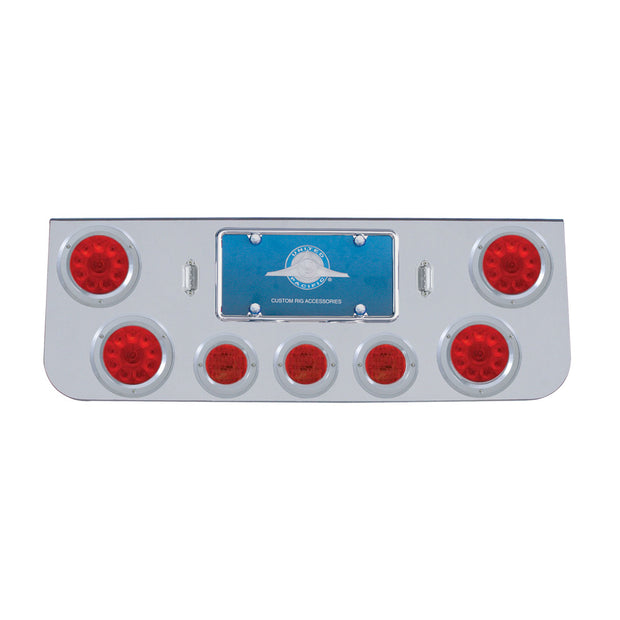 CR Rear Center Panel w/4X LED 4" Refl. Lights & 3X LED 2-1/2" Beehive Lights -Red LED/Clear Lens