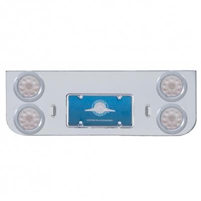 Chrome Rear Center Panel w/ Four 10 LED 4" Lights & Bezels - Red LED/Clear Lens