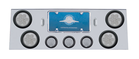 SS Rear Center Panel w/4X 7 LED 4" Reflector Lights & 3X 13 LED 2-1/2" Lights -Red LED/Clear Lens