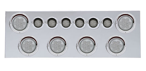 SS Rear Center Panel w/6X 7 LED 4" Refl. Lights & 6X 9 LED 2" Lights & Visors -Red LED/Clear Lens