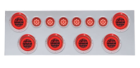 SS Rear Center Panel w/6X 21 LED 4" "GLO" Light & 6X 9 LED 2" "GLO" Light & Visor-Red LED & Lens