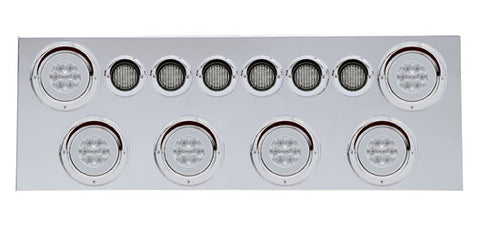 SS Rear Center Panel w/6X 21 LED 4" "GLO" Light & 6X 9 LED 2" "GLO" Light & Visor-Red LED/Clear Lens