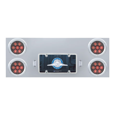 SS Rear Center Panel With 4X 7 LED 4" Light & Bezel - Red LED/Clear Lens - Competition Series