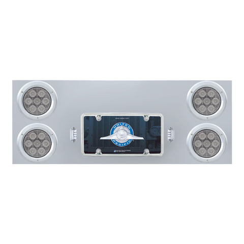 SS Rear Center Panel With 4X 7 LED 4" Light & Bezel - Red LED/Clear Lens - Competition Series