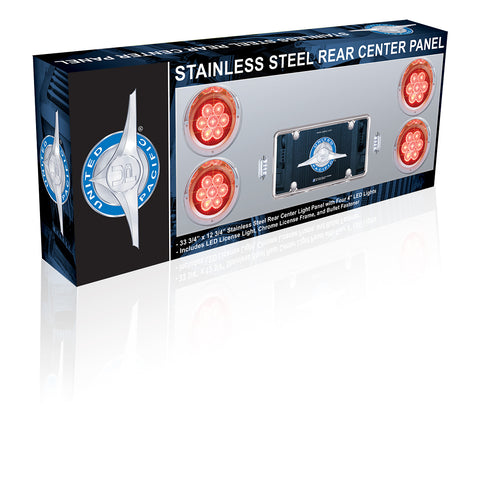 SS Rear Center Panel With 4X 7 LED 4" Light & Bezel - Red LED/Clear Lens - Competition Series