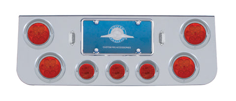 CR Rear Center Panel w/4X 7 LED 4" Refl. Light & 3X 13 LED 2-1/2" Light & Visor-Red LED & Lens