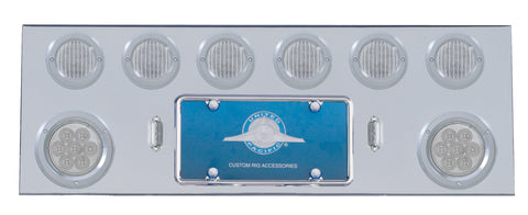 SS Rear Center Panel w/2X 7 LED 4" Refl. Light & 6X 13 LED 2-1/2" Light & Bezel -Red LED/Clear Lens