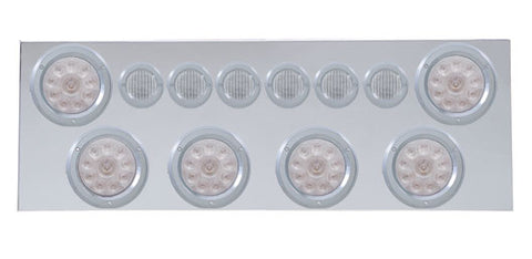 SS Rear Center Panel w/6X 10 LED 4" Lights & 6X 9 LED 2" Lights & Bezels -Red LED/Clear Lens