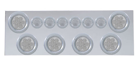 SS Rear Center Panel w/6X 7 LED 4" Refl. Lights & 6X 9 LED 2" Lights & Bezels -Red LED/Clear Lens