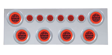 SS Rear Center Panel w/6X 21 LED 4" "GLO" Light & 6X 9 LED 2" "GLO" Light & Bezel-Red LED & Lens