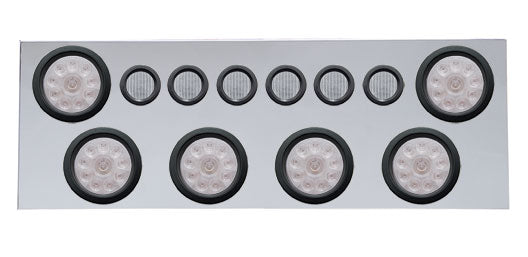 SS Rear Center Panel w/6X 10 LED 4" Lights & 6X 9 LED 2" Lights -Red LED/Clear Lens