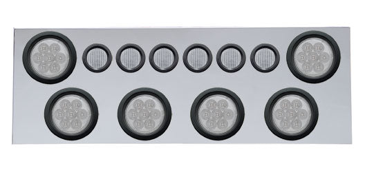 SS Rear Center Panel w/6X 7 LED 4" Reflector Lights & 6X 9 LED 2" Lights -Red LED/Clear Lens