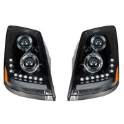"Blackout" LED Headlight w/ LED Turn Signal & Position Light For 2004-17 Volvo VN/VNL