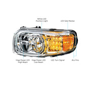 Blackout LED Headlight With LED Turn Signal & LED Position Light Bar For 2008+ Peterbilt 388/389