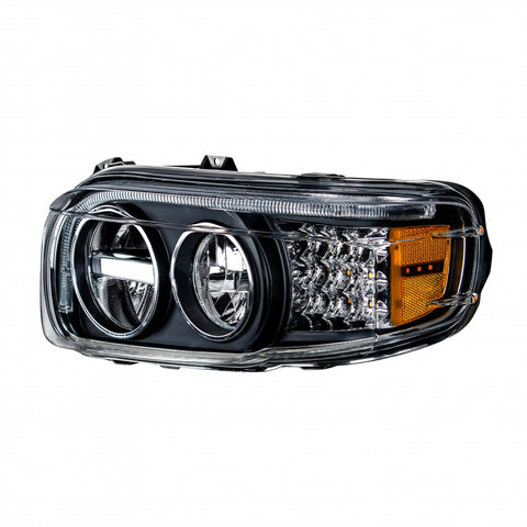 Blackout LED Headlight With LED Turn Signal & LED Position Light Bar For 2008+ Peterbilt 388/389