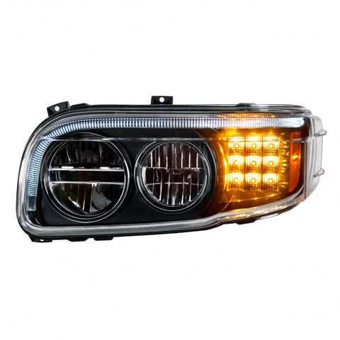 Blackout LED Headlight With LED Turn Signal & LED Position Light Bar For 2008+ Peterbilt 388/389