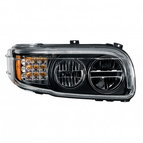 Blackout LED Headlight With LED Turn Signal & LED Position Light Bar For 2008+ Peterbilt 388/389