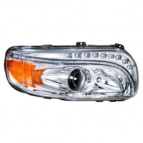 Chrome Projection Headlight w/ LED Position & LED Turn Signal For 2008+ Peterbilt 388/389