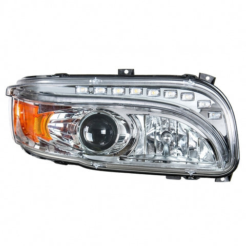 Chrome Projection Headlight w/ LED Position & LED Turn Signal For 2008+ Peterbilt 388/389