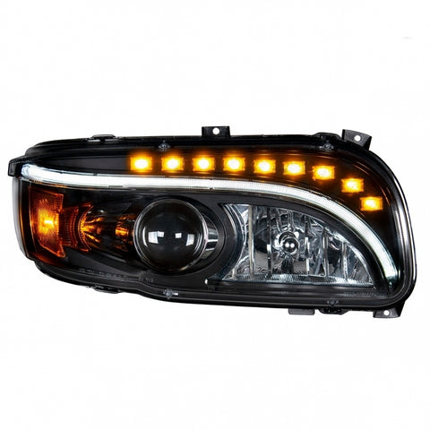 Chrome Projection Headlight w/ LED Position & LED Turn Signal For 2008+ Peterbilt 388/389