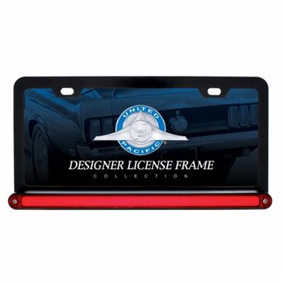 Black License Plate Frame w/ 24 LED 12" GLO Light Bar - Red LED/Red Lens