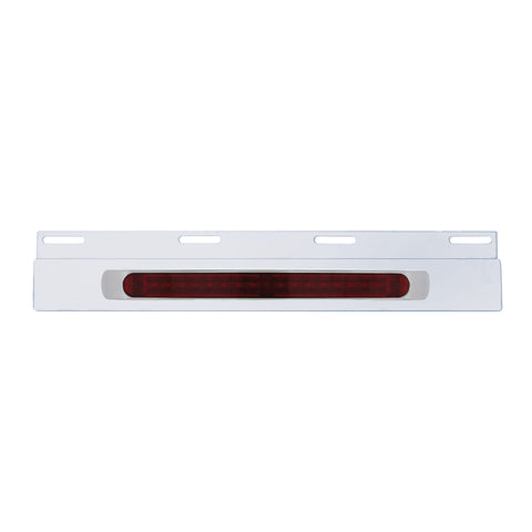 Stainless Top Mud Flap Plate w/ 19 LED 17" Light Bar & Bezel - Red LED/Red Lens