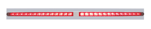 Chrome Top Mud Flap Plate w/ Two 14 LED 24" Light Bars - Red LED/Red Lens