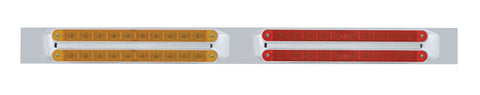 Chrome Top Mud Flap Plate w/ Four 10 LED 9" Light Bars - Amber & Red LED/Amber & Red Lens