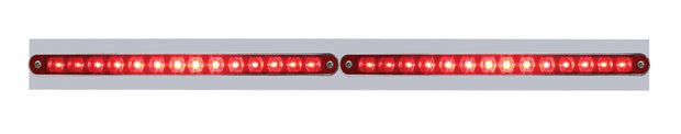 Chrome Top Mud Flap Plate w/ Two 14 LED 12" Light Bars - Red LED/Red Lens